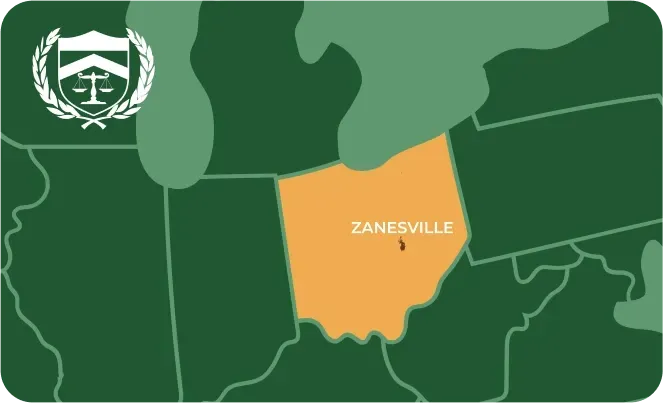 Zanesville in Ohio map
