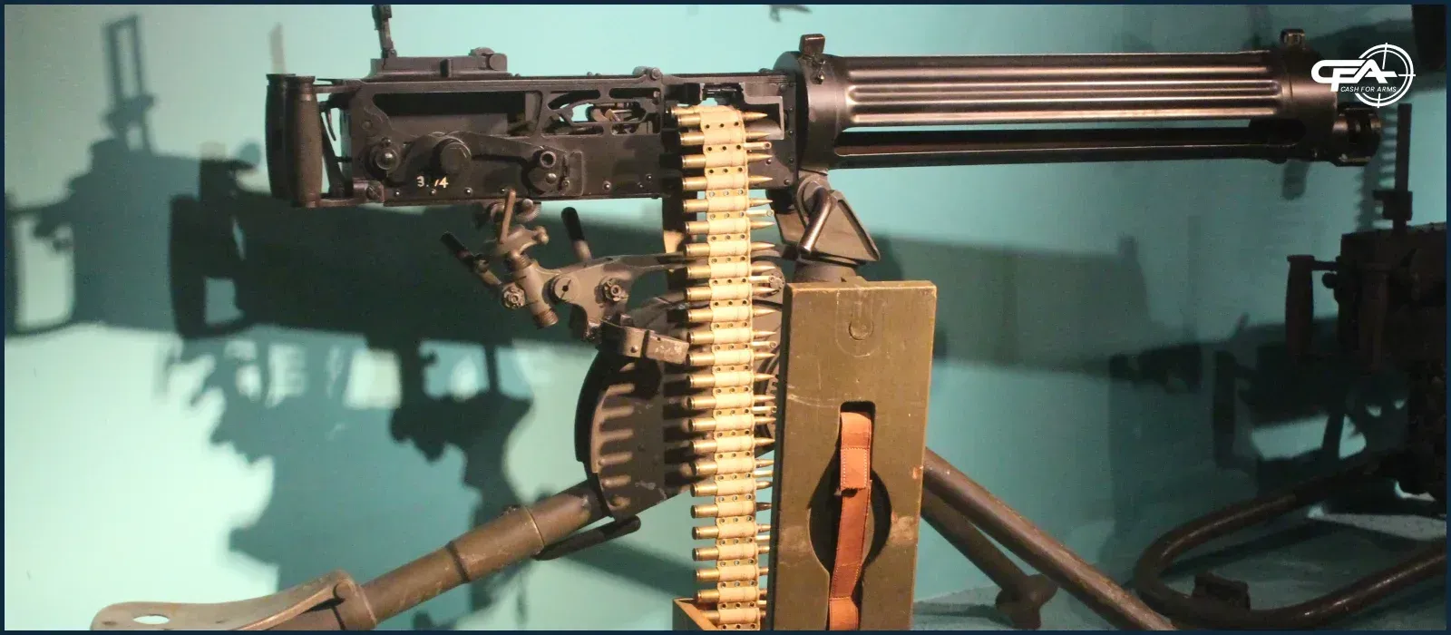 machine gun with ammo belt