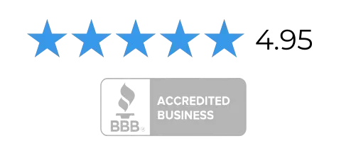 4.95 star rating on Better Business Bureau