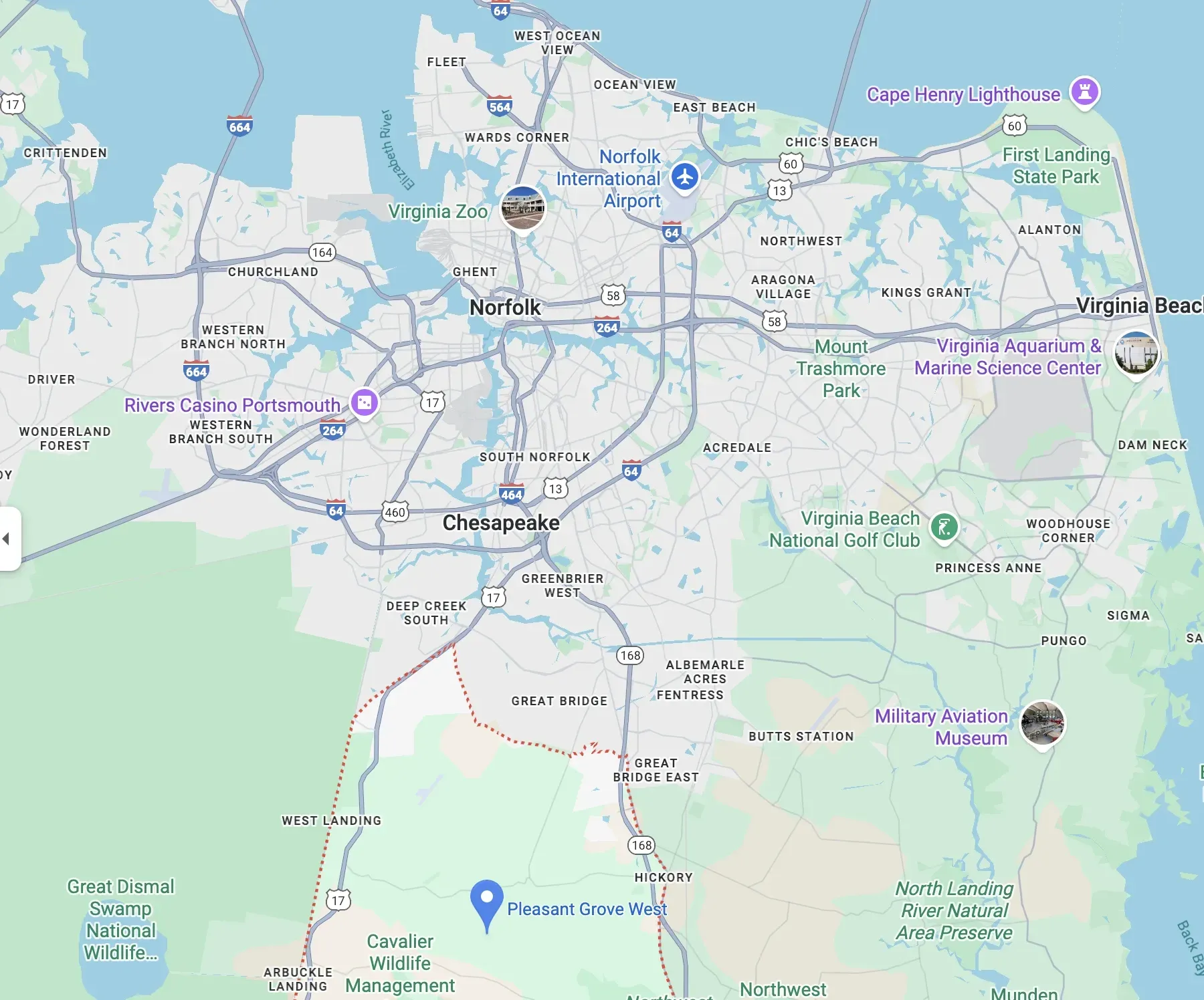 Chesapeake neighborhoods map