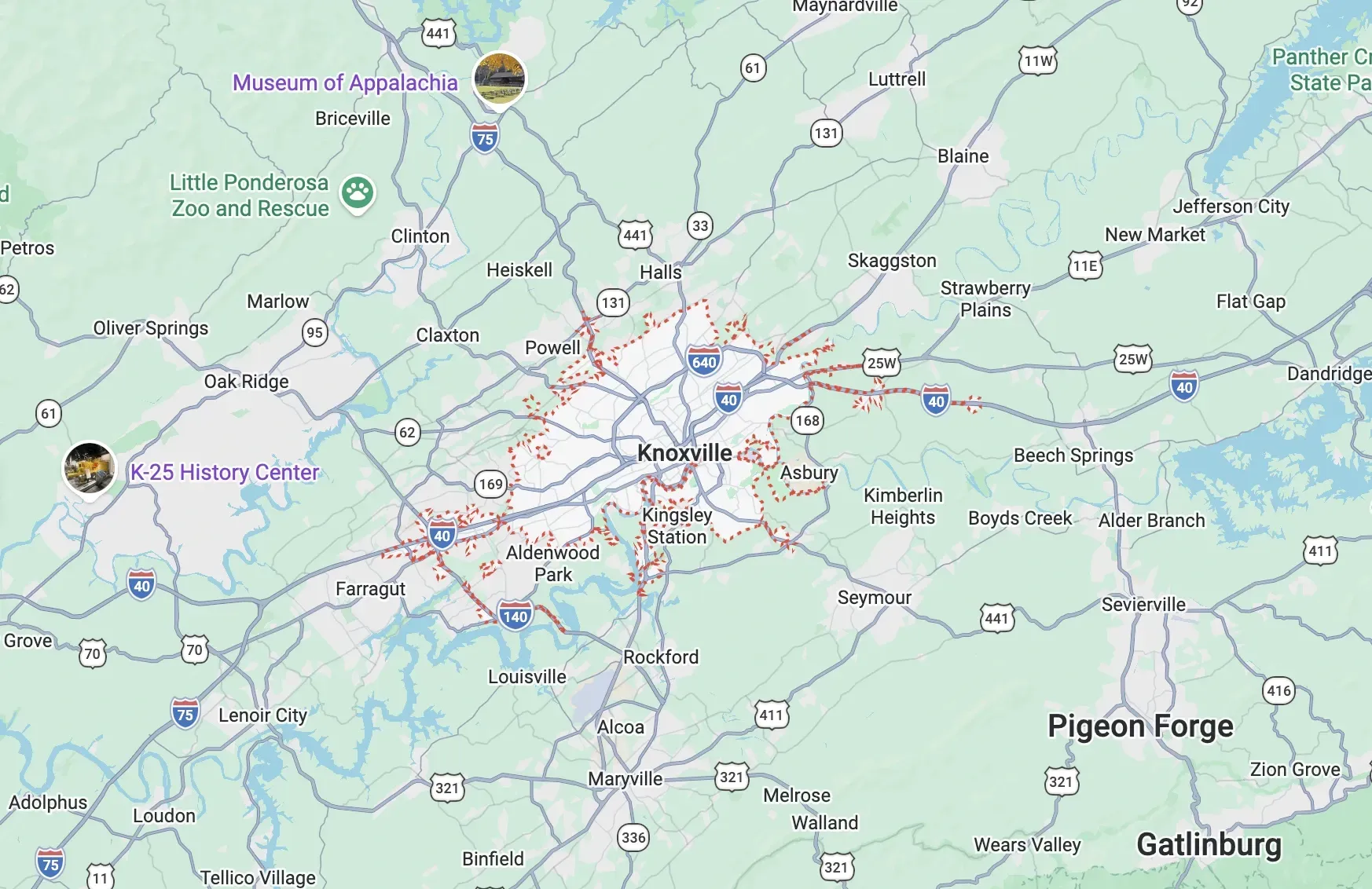 Knoxville neighborhoods map
