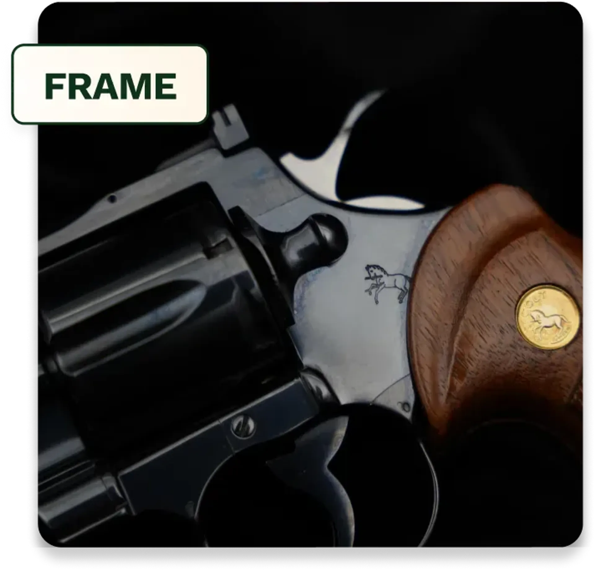 Markings on the frame of a revolver