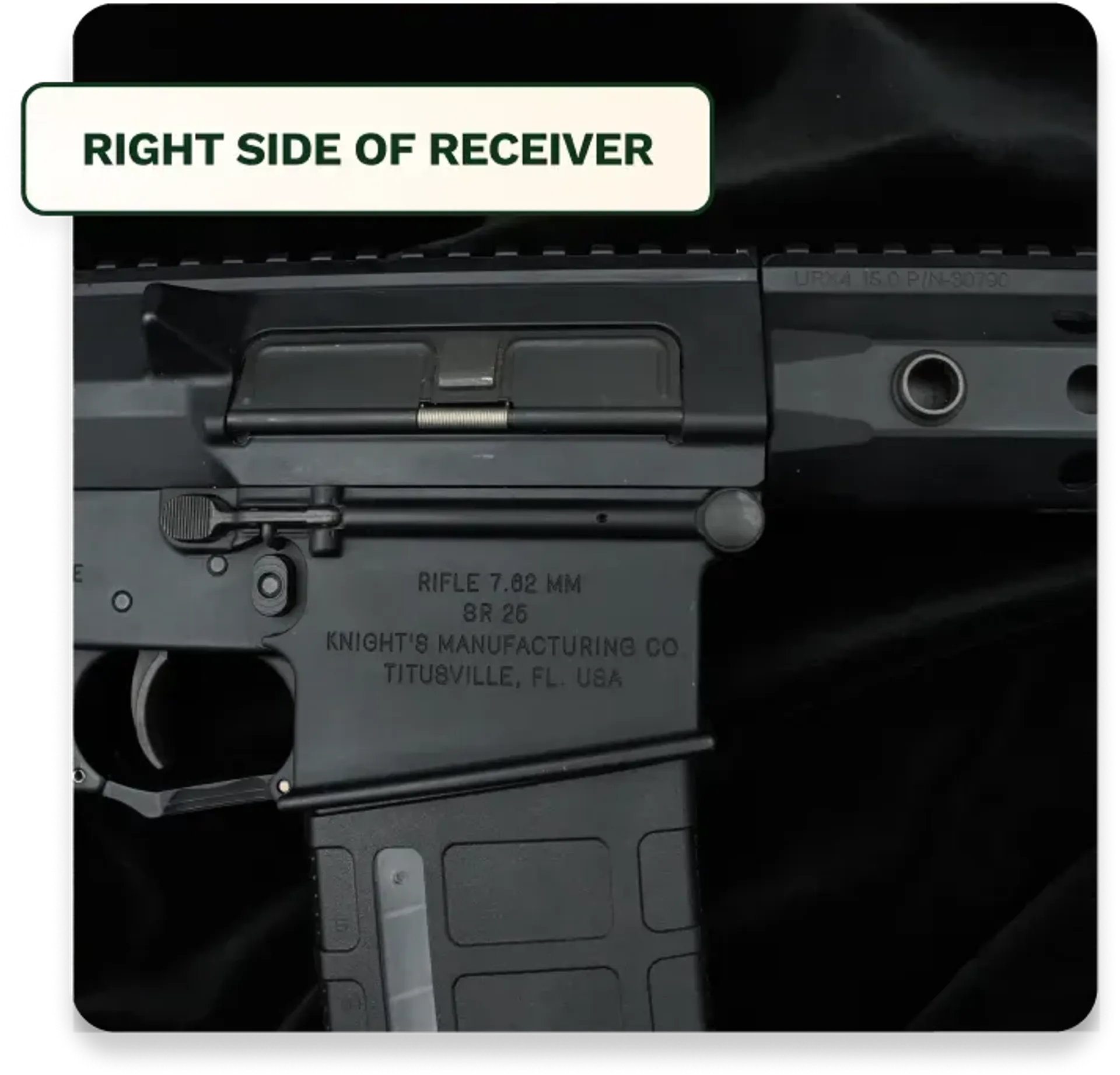 Markings on the right side of a rifle's receiver
