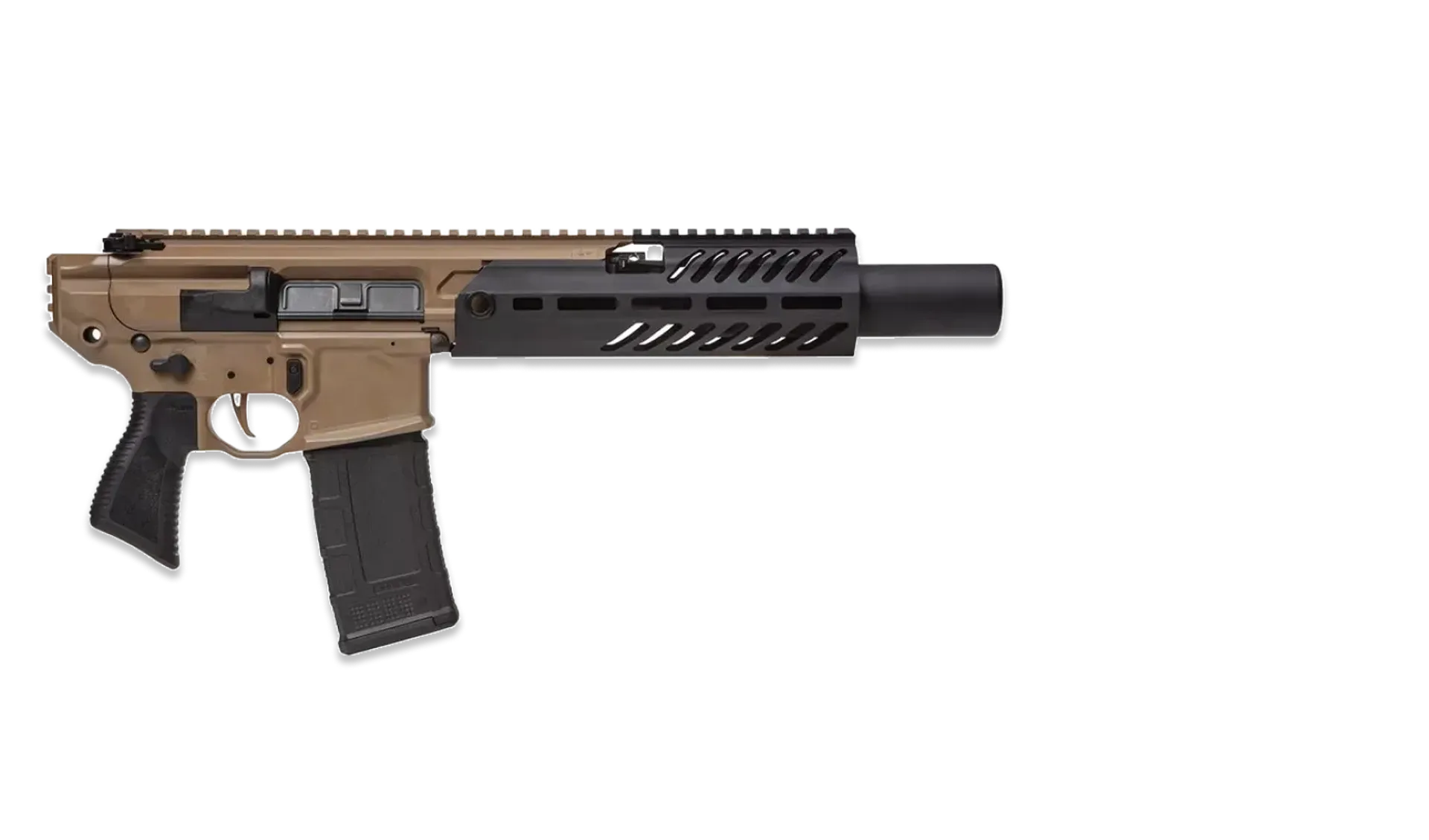 Tan and black short-barreled rifle (SBR)