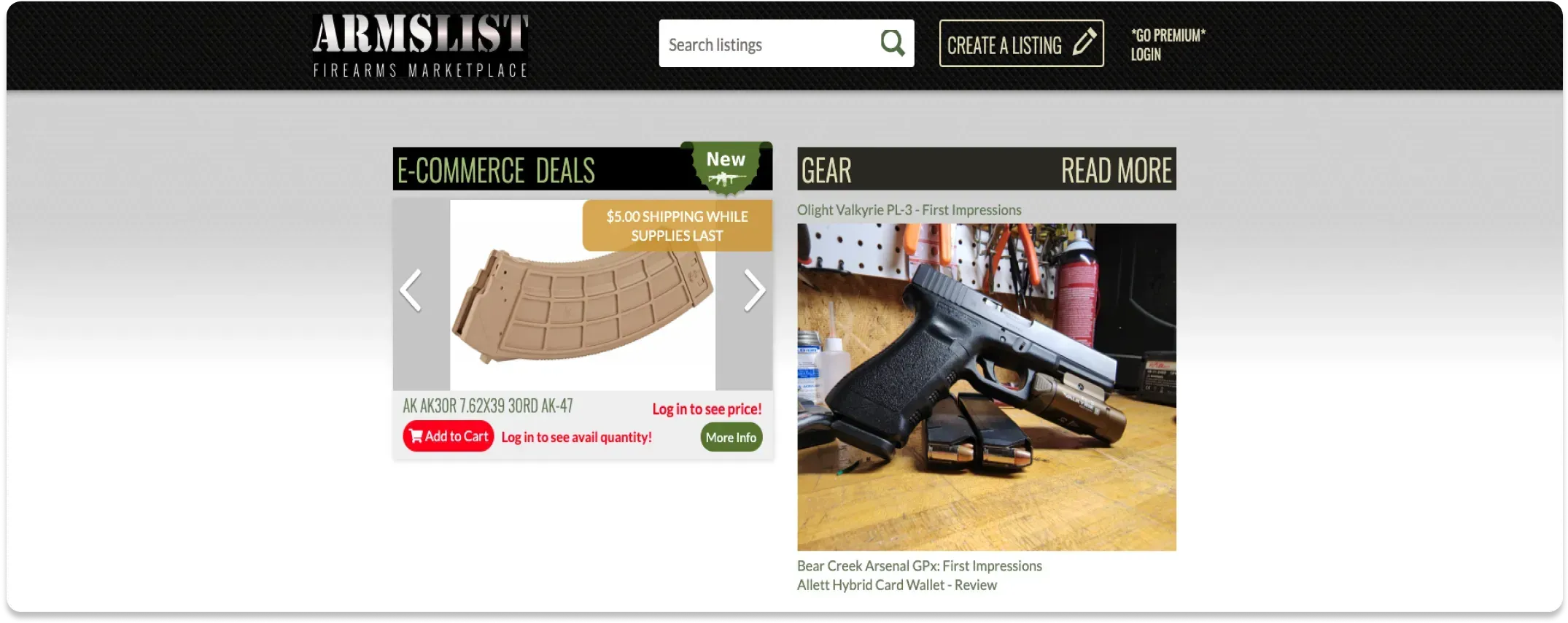 Armslist homepage